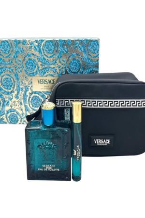 Versace Eros Eau de Parfum Gift Set 100ML + 10ML Travel Spray + Pouch