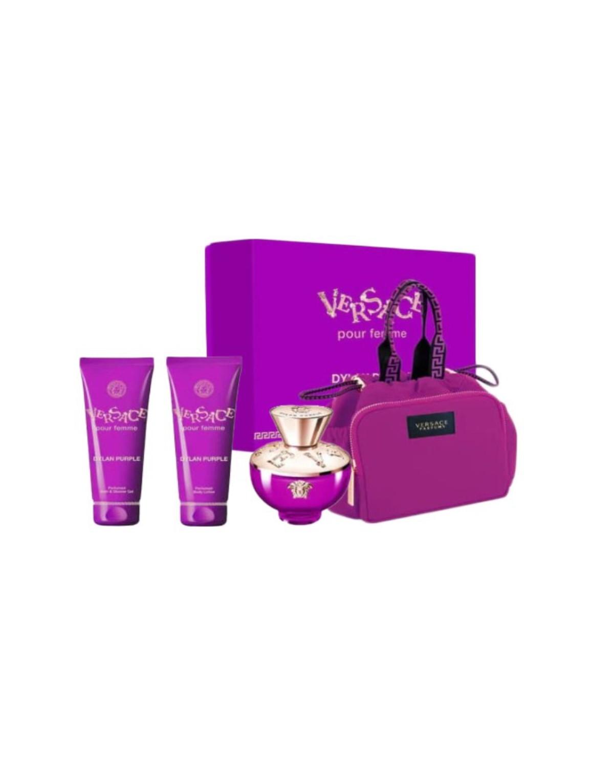 Versace Dylan Purple Eau de Parfum Gift Set 100ML + 100ML Shower Gel + 100ML Body Lotion + Pouch (W)