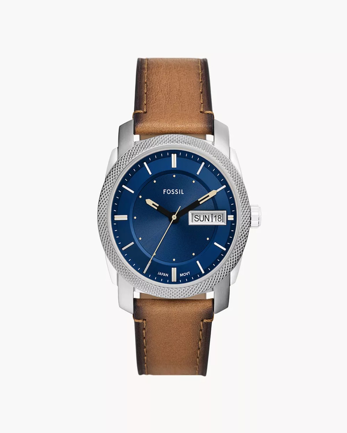 Fossil Machine Three-Hand Day-Date Leather Watch FS5920