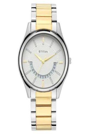 TITAN LAGAN QUARTZ ANALOG WHITE DIAL TWO-TONE STAINLESS STEEL STRAP MEN’S WATCH 1713BM01-DK535