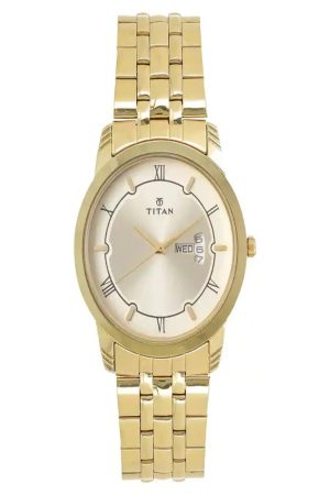 TITAN KARISHMA GENTS ANALOG QUARTZ DAY-DATE BLUE DIAL STAINLESS STEEL STRAP MEN’S WATCH 1774YM01