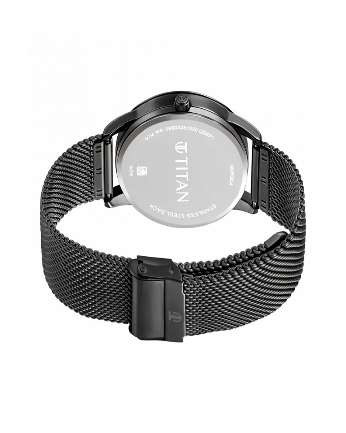 TITAN ELMNT QUARTZ ANALOG BLACK DIAL GREY STAINLESS STEEL STRAP MEN’S WATCH 1806QM01 - Image 4