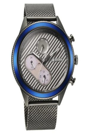TITAN BOLT QUARTZ ANALOG ANTHRACITE DIAL GREY STAINLESS STEEL STRAP MEN’S WATCH 1814KM01-DM837