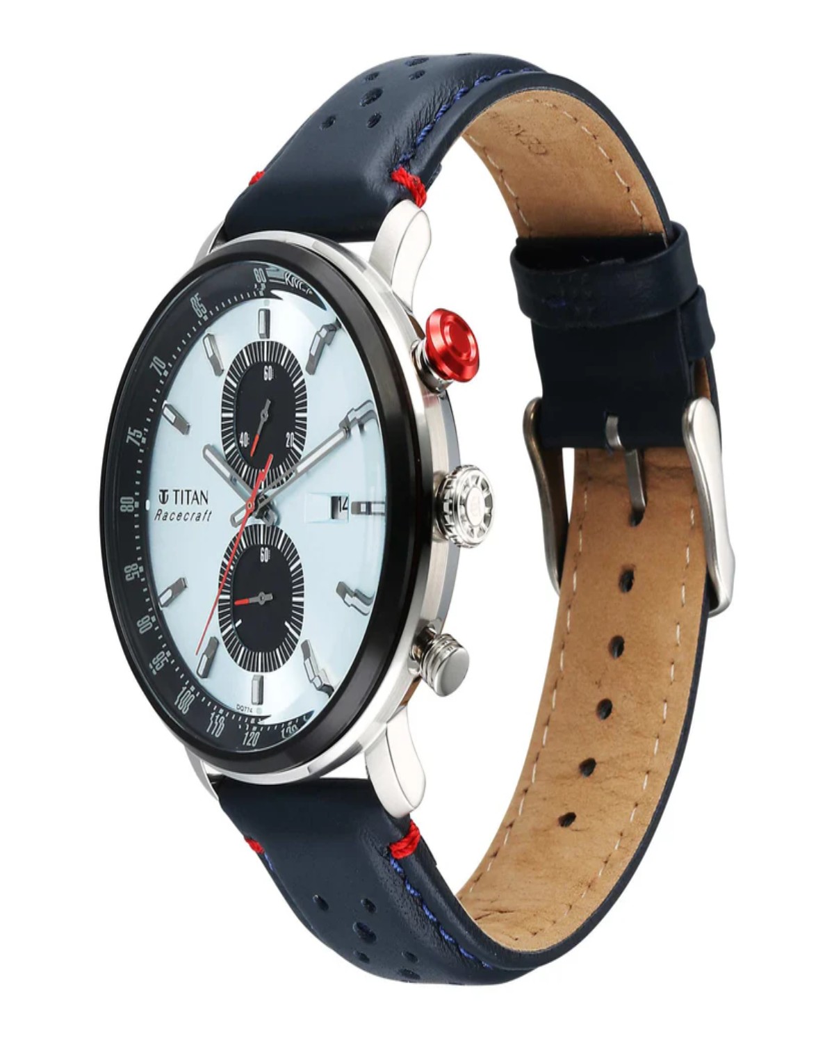 TITAN RACECRAFT QUARTZ CHRONOGRAPH BLUE DIAL BLUE LEATHER STRAP MEN’S WATCH 1857KL02 - Image 3