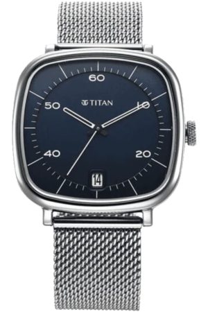 TITAN NEO CURVE QUARTZ ANALOG BLUE DIAL STAINLESS STEEL MESH STRAP MEN’S WATCH 1885SM02