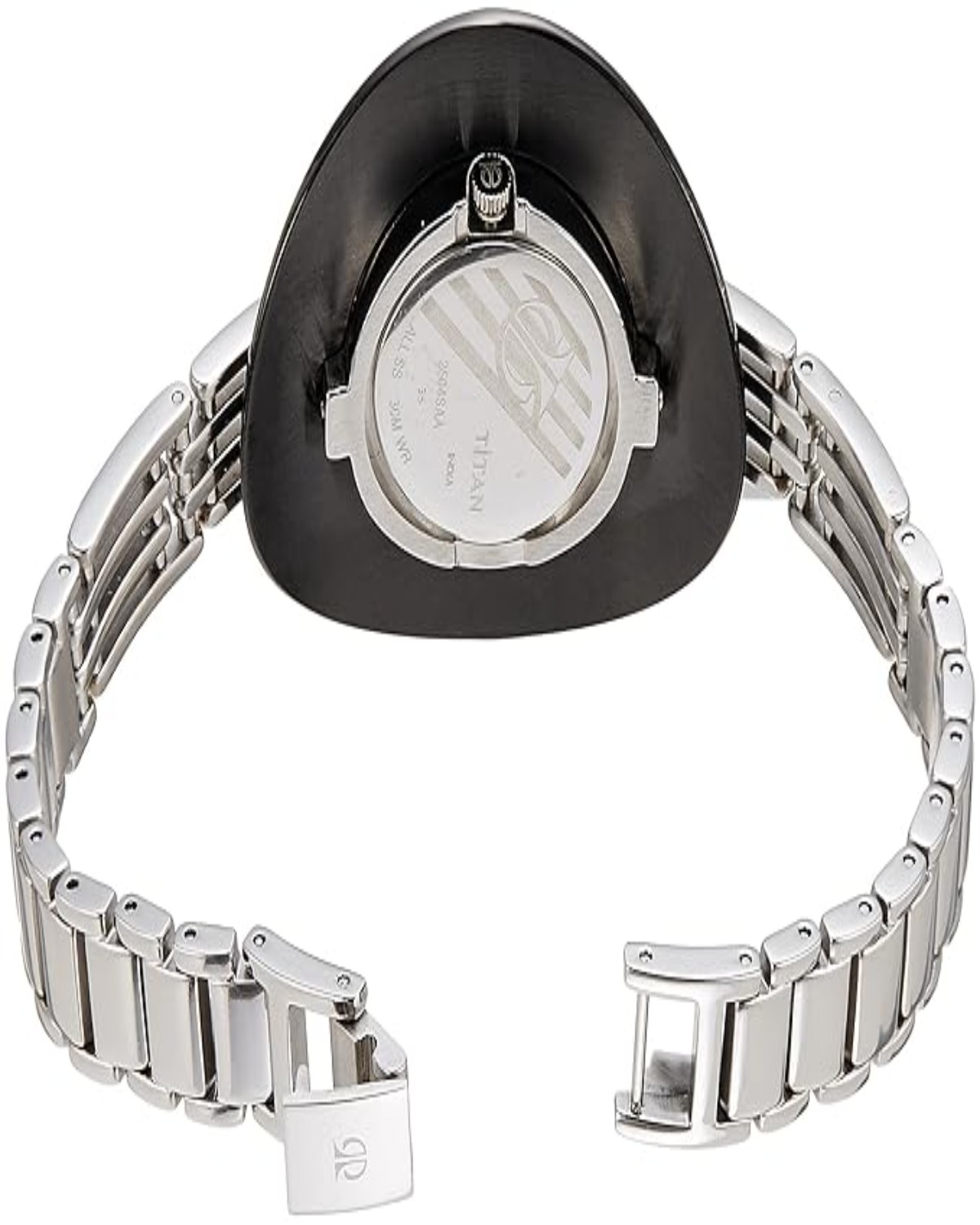 TITAN QUARTZ ANALOG BLACK DIAL SILVER STAINLESS STEEL STRAP WOMEN’S WATCH 2504SM02-DC435 - Image 2