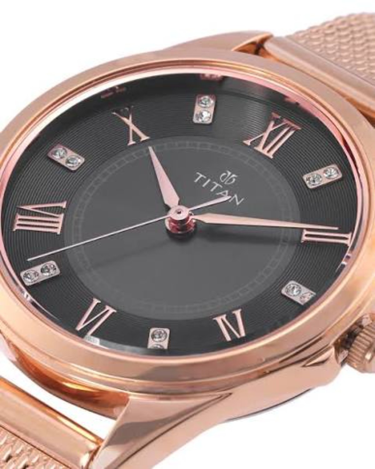 TITAN QUARTZ ANALOG BLACK DIAL SILVER STAINLESS STEEL STRAP WOMEN’S WATCH 2504SM02-DC435 - Image 3
