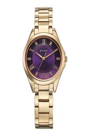 TITAN SPARKLE QUARTZ ANALOG PINK-PURPLE DIAL ROSE GOLD STAINLESS STEEL STRAP WOMEN’S WATCH 2565WM06