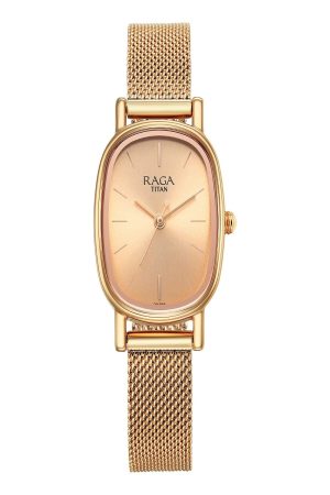 TITAN RAGA QUARTZ ANALOG SILVER DIAL ROSE GOLD STAINLESS STEEL MESH STRAP WOMEN’S WATCH 2665WM02