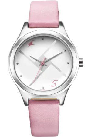 FASTRACK BY TITAN STUNNERS QUARTZ ANALOG WHITE DIAL PINK LEATHER STRAP WOMEN’S WATCH 6152SL08-Y121TH