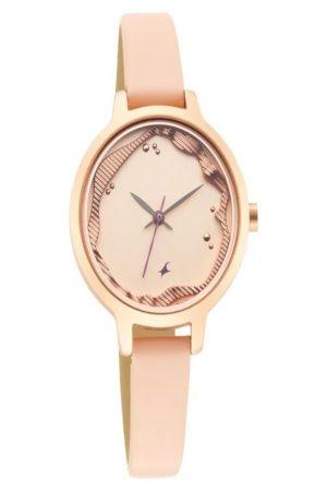 FASTRACK STUNNERS QUARTZ ANALOG BLUE DIAL BROWN LEATHER STRAP WOMEN’S WATCH 6260WL02-DM177