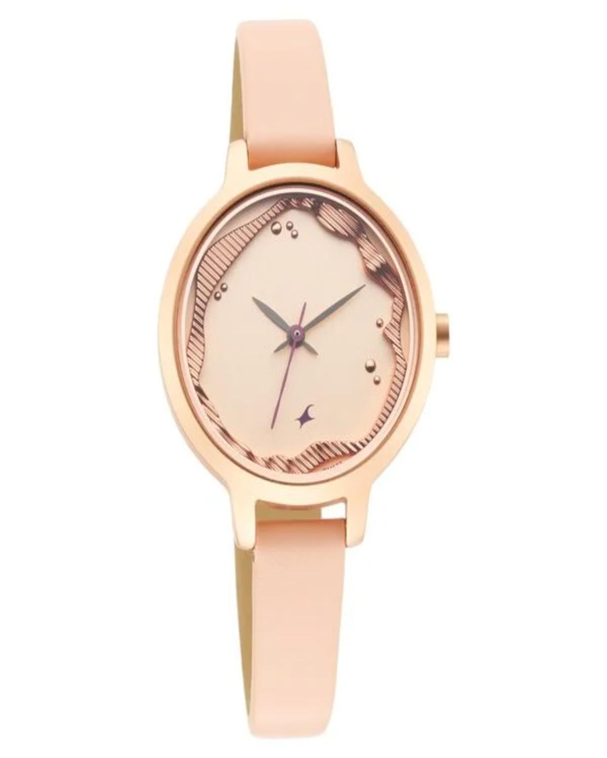 FASTRACK STUNNERS QUARTZ ANALOG BLUE DIAL BROWN LEATHER STRAP WOMEN’S WATCH 6260WL02-DM177