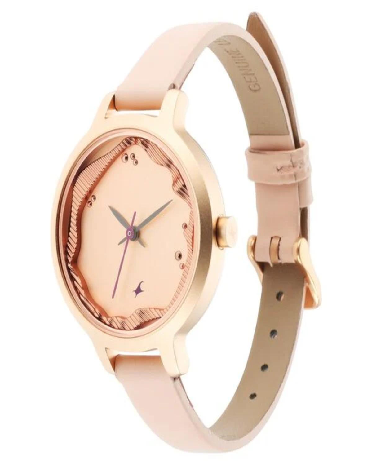 FASTRACK STUNNERS QUARTZ ANALOG BLUE DIAL BROWN LEATHER STRAP WOMEN’S WATCH 6260WL02-DM177 - Image 2