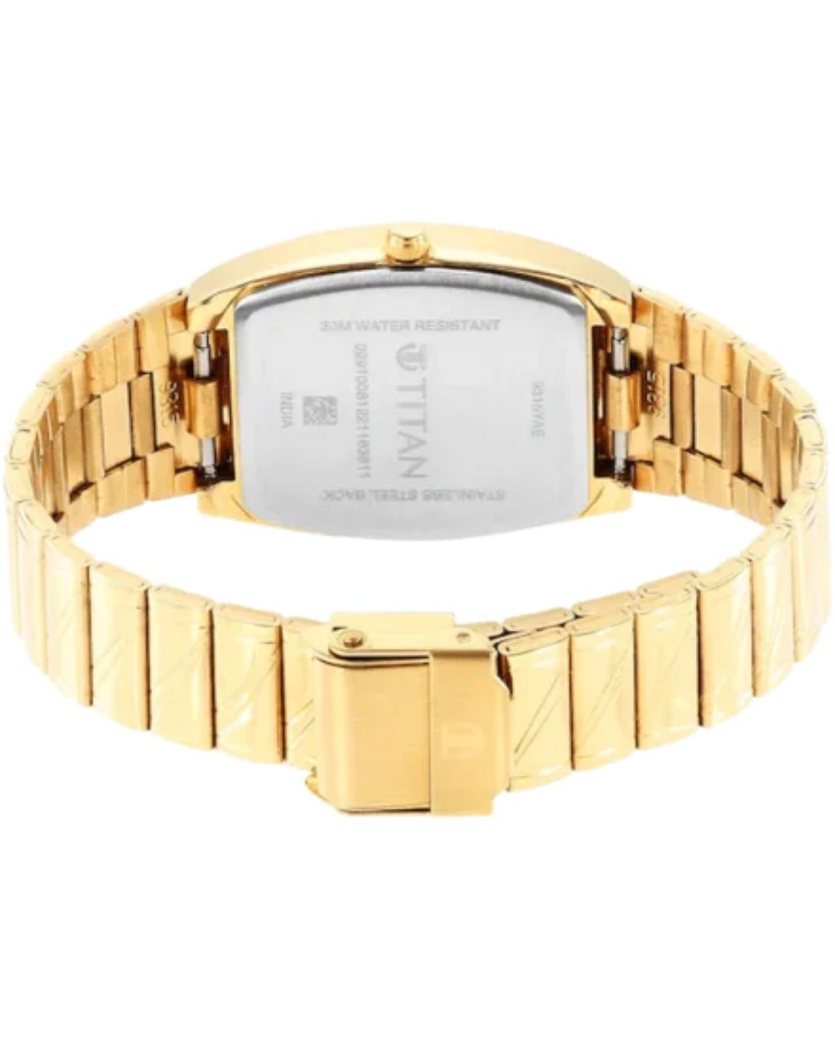 TITAN KARISHMA QUARTZ ANALOG CHAMPAGNE DIAL GOLD STAINLESS STEEL STRAP MEN’S WATCH 9315YM05 - Image 3