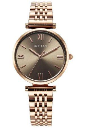 TITAN WORKMODE QUARTZ ANALOG GREY DIAL ROSE GOLD METAL STRAP WOMEN’S WATCH 95313WM01