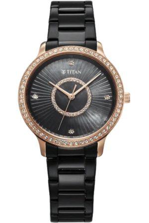 TITAN GLAMOUR QUARTZ ANALOG BLACK DIAL BLACK STAINLESS STEEL STRAP WOMEN’S WATCH 95314KM01