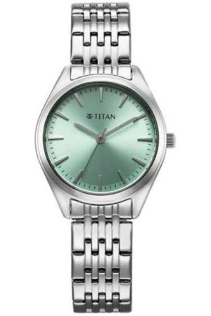 TITAN WORKMODE QUARTZ ANALOG GREEN DIAL SILVER STAINLESS STEEL STRAP WOMEN’S WATCH 95322SM01