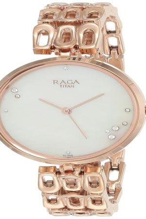 TITAN RAGA CHIC QUARTZ ANALOG MOTHER-OF-PEARL DIAL ROSE GOLD METAL STRAP WOMEN’S WATCH NT2659WM01