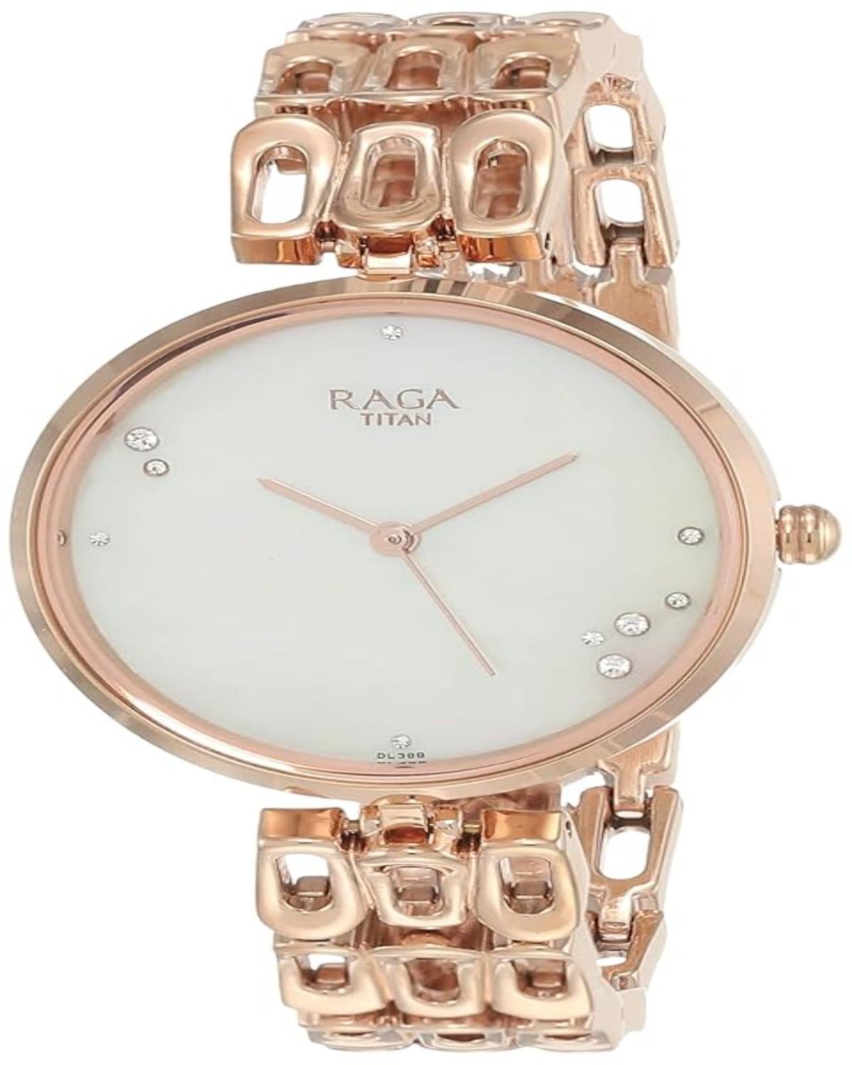 TITAN RAGA CHIC QUARTZ ANALOG MOTHER-OF-PEARL DIAL ROSE GOLD METAL STRAP WOMEN’S WATCH NT2659WM01