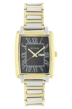 TITAN QUARTZ ANALOG BLACK DIAL STAINLESS STEEL STRAP MEN’S WATCH NF1586BM02-DE458