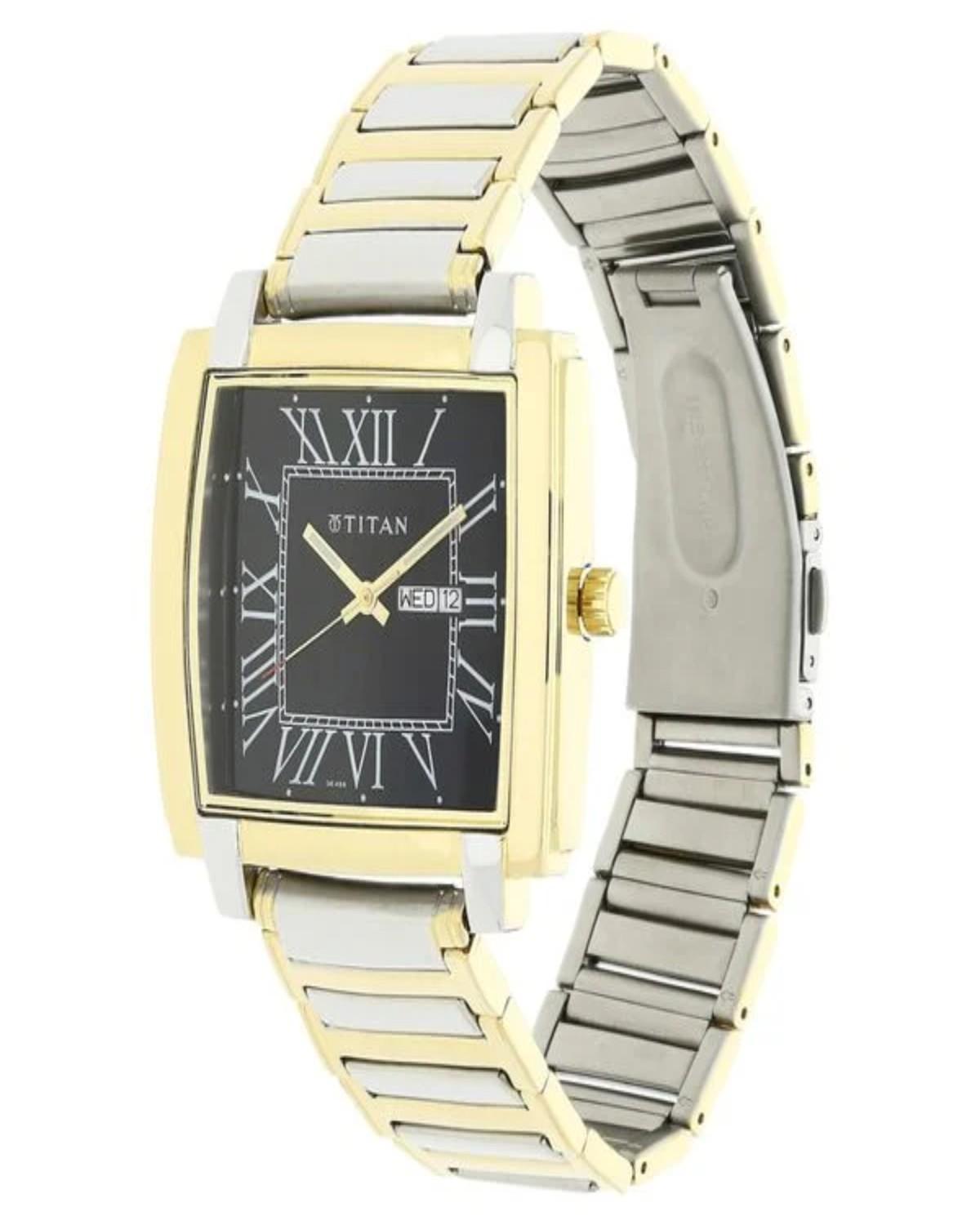 TITAN QUARTZ ANALOG BLACK DIAL STAINLESS STEEL STRAP MEN’S WATCH NF1586BM02-DE458 - Image 2
