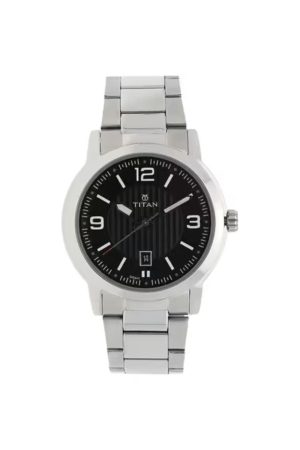 TITAN NEUPREMIUM QUARTZ ANALOG BLACK DIAL BLACK STAINLESS STEEL STRAP MEN’S WATCH NL1730SM02-DG341