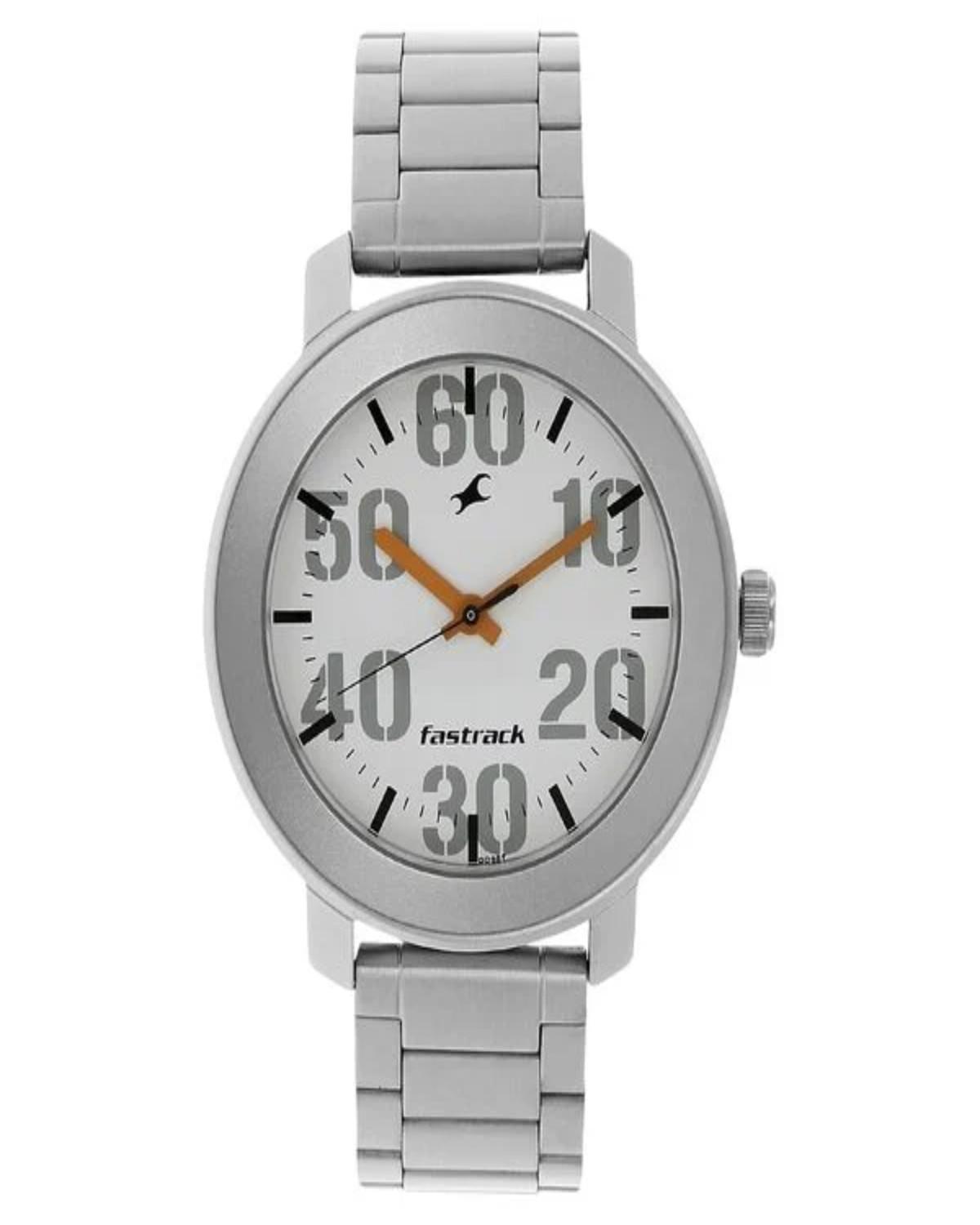 TITAN WORKWEAR QUARTZ ANALOG WHITE DIAL STAINLESS STEEL STRAP WOMEN’S WATCH NT3121SM01