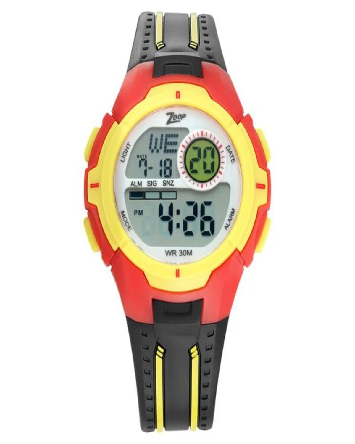 TITAN ZOOP DIGITAL QUARTZ DIGITAL GREY DIAL BLACK PU STRAP KIDS WATCH NP16008PP02