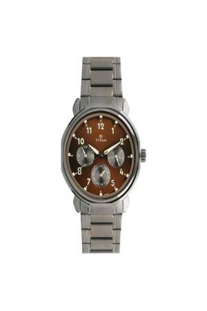 TITAN QUARTZ MULTIFUNCTION BROWN DIAL STAINLESS STEEL STRAP MEN’S WATCH NP1753QM01-DG760