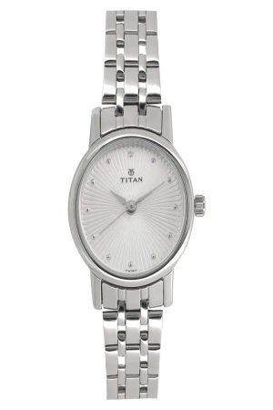 TITAN KARISHMA QUARTZ ANALOG SILVER DIAL SILVER STAINLESS STEEL STRAP WOMEN’S WATCH NP2593SM01-DH187