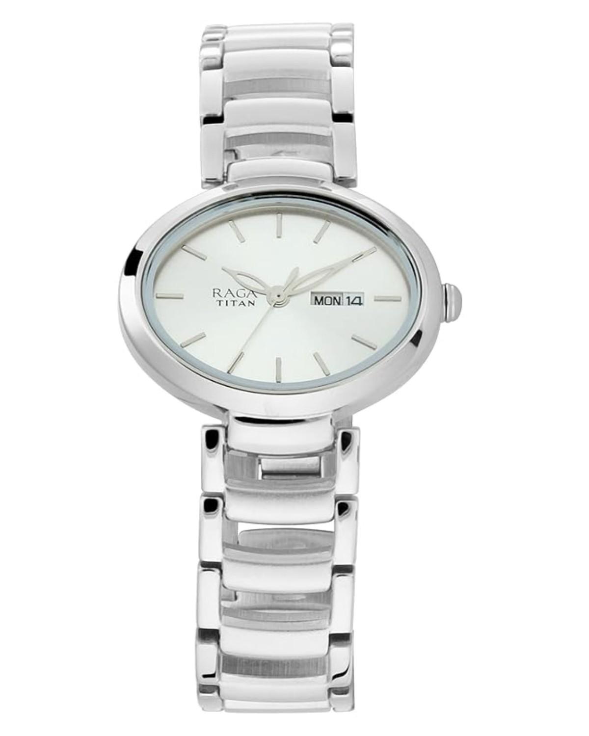 TITAN RAGA VIVA QUARTZ ANALOG SILVER DIAL STAINLESS STEEL STRAP WOMEN’S WATCH NP2620SM01