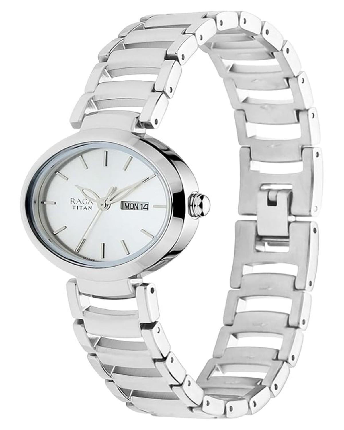 TITAN RAGA VIVA QUARTZ ANALOG SILVER DIAL STAINLESS STEEL STRAP WOMEN’S WATCH NP2620SM01 - Image 2