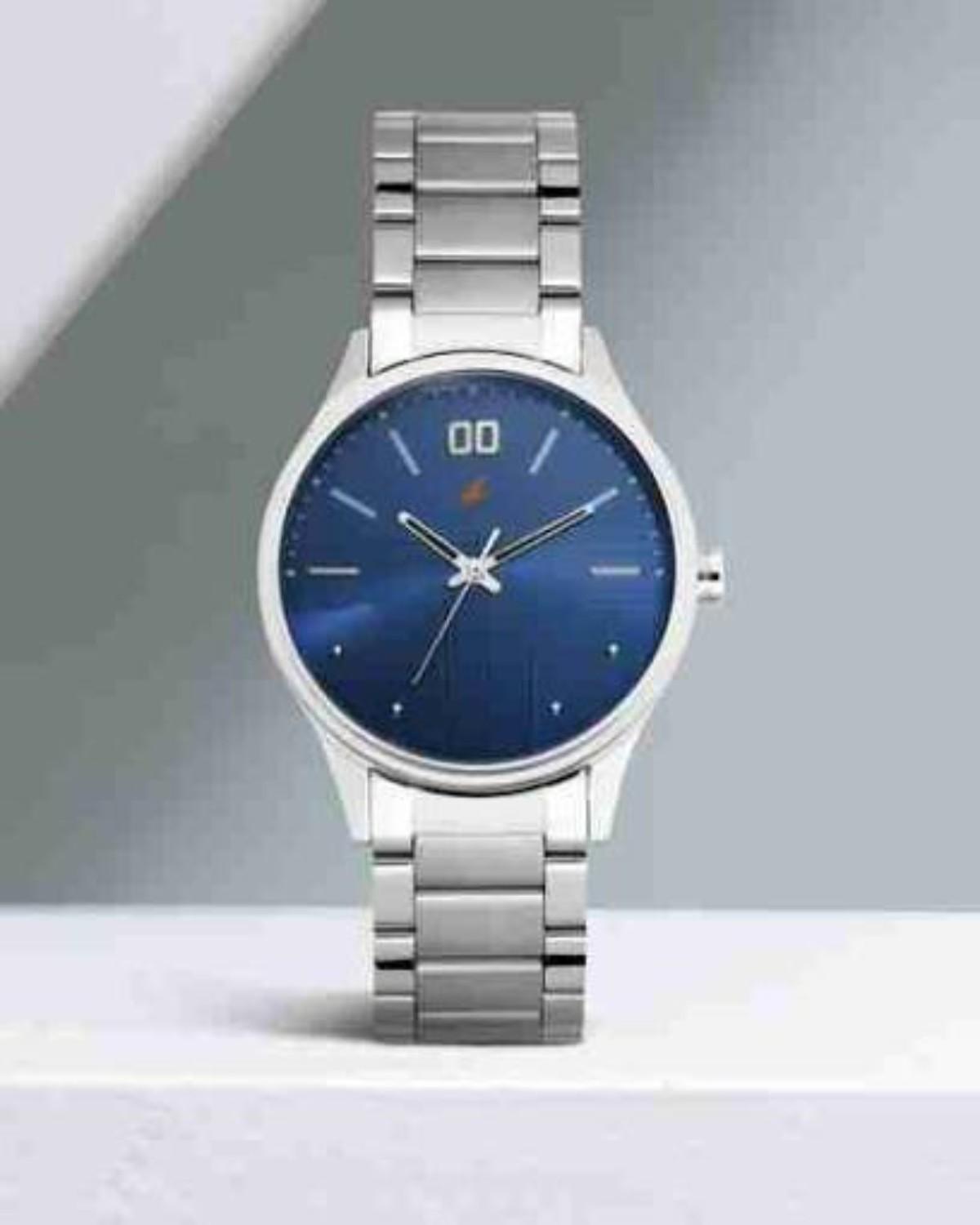TITAN (FASTRACK) BARE BASICS QUARTZ ANALOG BLUE DIAL STAINLESS STEEL STRAP MEN’S WATCH NP3247SM01-DK711
