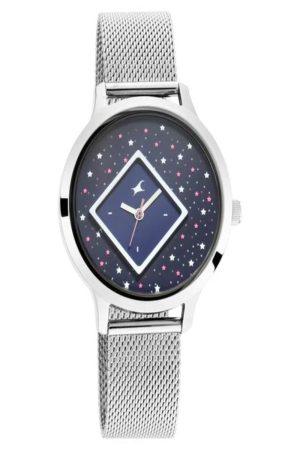 TITAN (FASTRACK) FIT OUTS QUARTZ ANALOG BLUE DIAL SILVER METAL STRAP WOMEN’S WATCH NP6210SM02-DK343