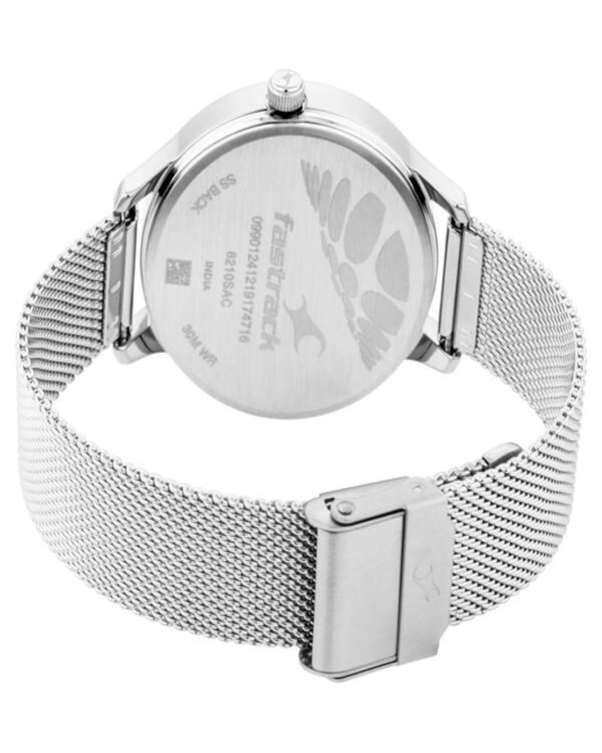 TITAN (FASTRACK) FIT OUTS QUARTZ ANALOG BLUE DIAL SILVER METAL STRAP WOMEN’S WATCH NP6210SM02-DK343 - Image 4