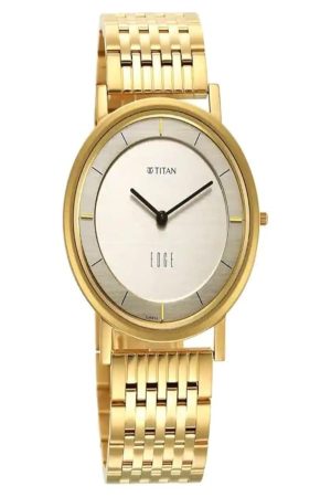 TITAN EDGE QUARTZ ANALOG YELLOW DIAL STAINLESS STEEL STRAP MEN’S WATCH NS1595YM01