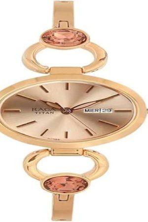 TITAN RAGA VIVA QUARTZ ANALOG ROSE GOLD DIAL ROSE GOLD METAL STRAP WOMEN’S WATCH NS2621WM01