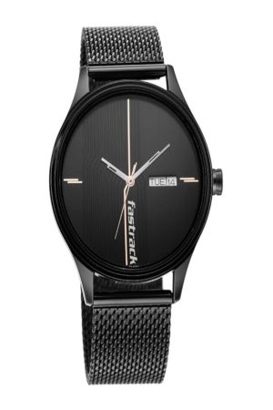 TITAN (FASTRACK) STYLE UP QUARTZ ANALOG BLACK DIAL STAINLESS STEEL STRAP MEN’S WATCH NS3247NM03