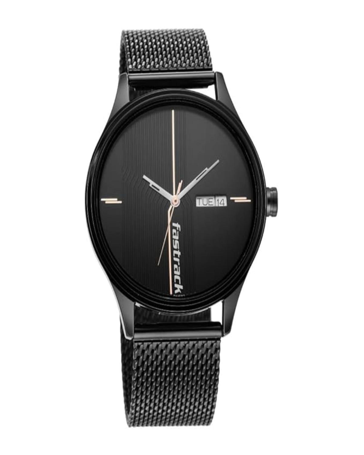 TITAN (FASTRACK) STYLE UP QUARTZ ANALOG BLACK DIAL STAINLESS STEEL STRAP MEN’S WATCH NS3247NM03