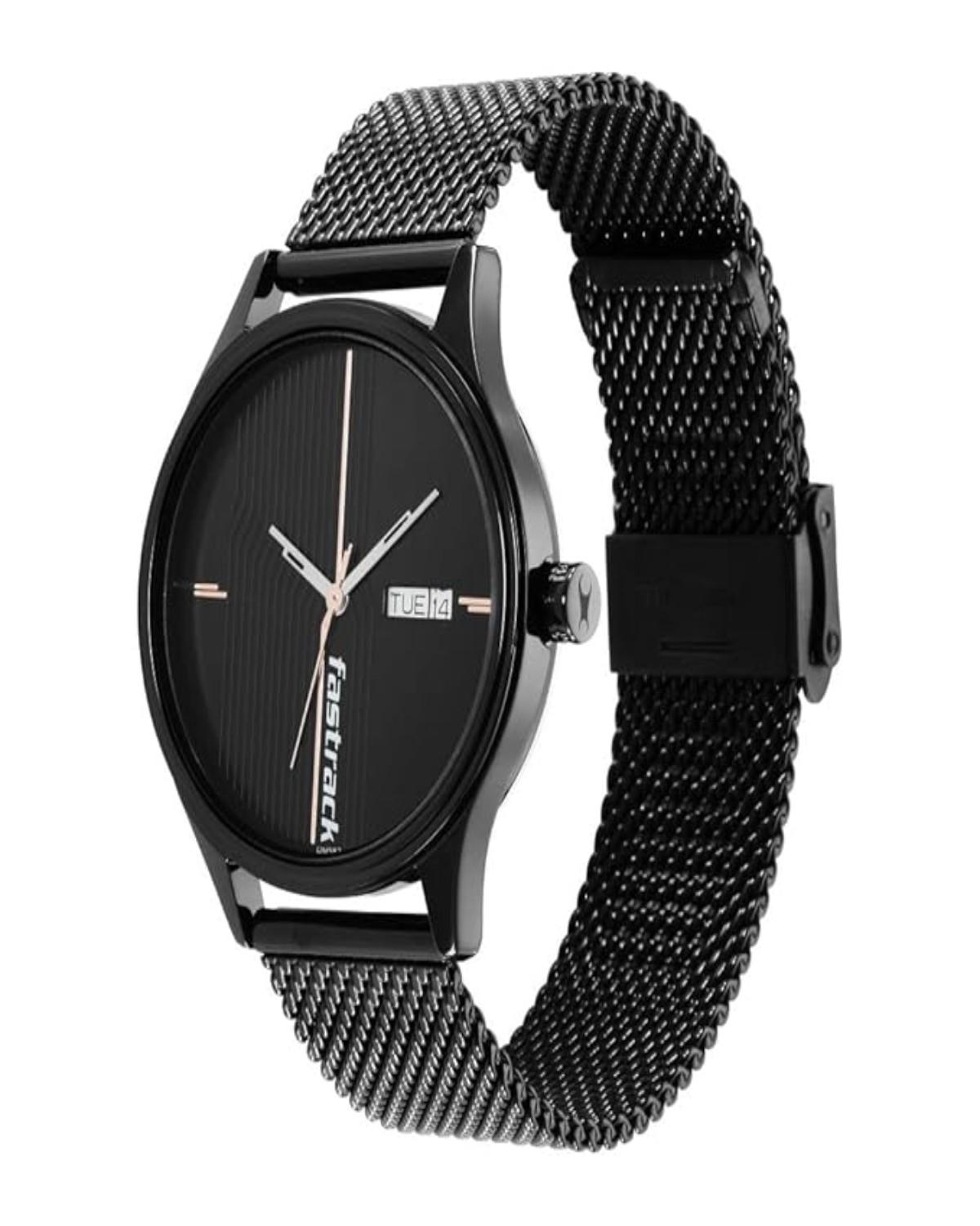 TITAN (FASTRACK) STYLE UP QUARTZ ANALOG BLACK DIAL STAINLESS STEEL STRAP MEN’S WATCH NS3247NM03 - Image 2