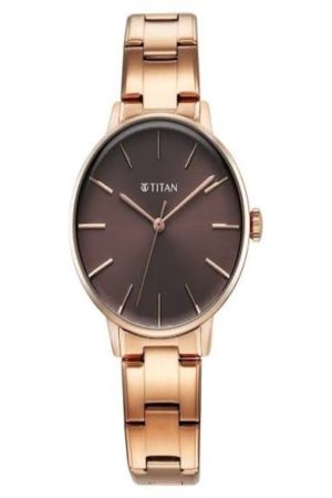 TITAN MUSEUM QUARTZ ANALOG ROSE GOLD DIAL ROSE GOLD STAINLESS STEEL STRAP WOMEN’S WATCH NS95248WM01
