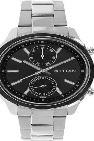 TITAN WORKWEAR METROPOLITAN LUXE MULTIFUNCTION ANTHRACITE DIAL TWO-TONE STAINLESS STEEL STRAP MEN’S WATCH NT1733KM01