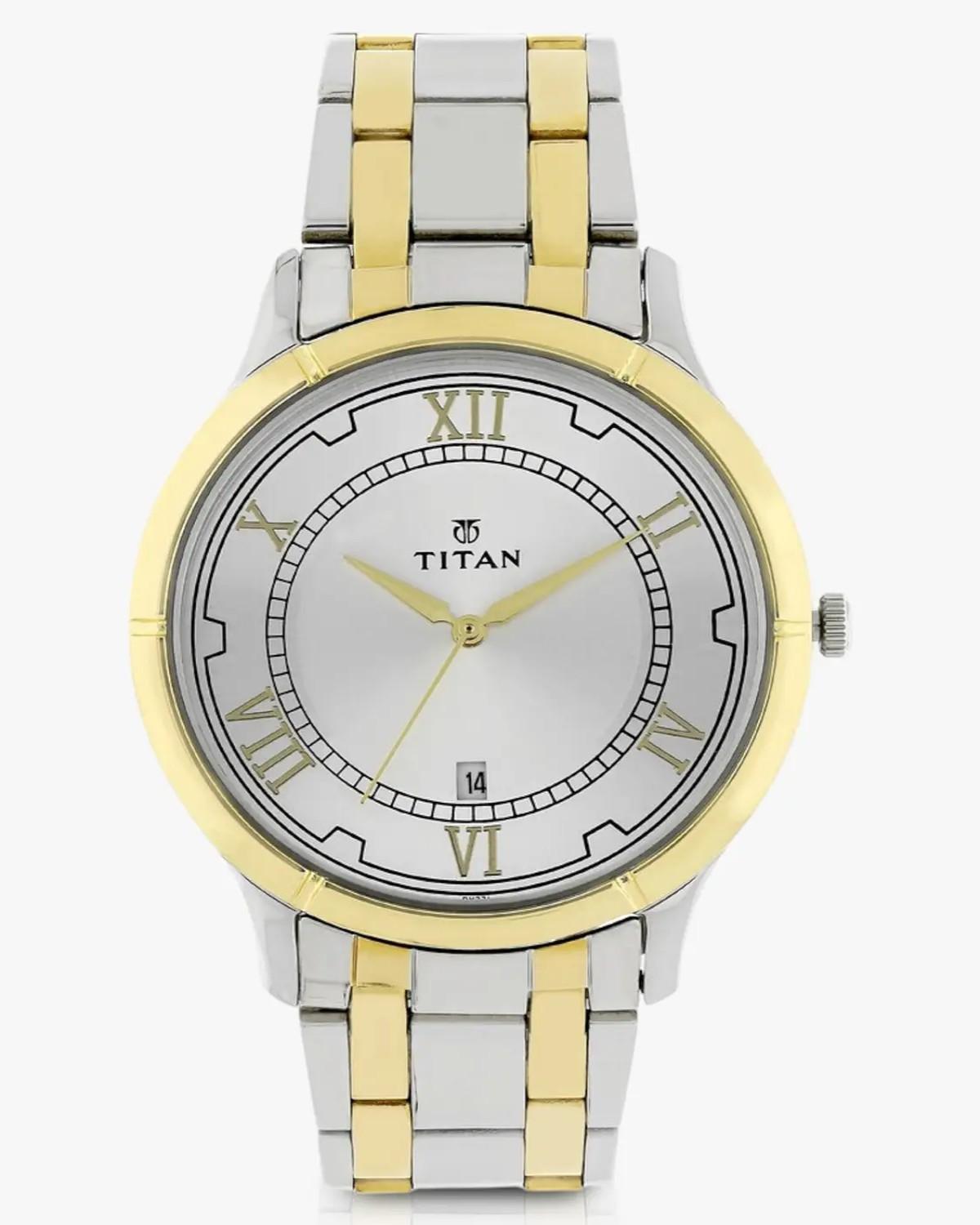 TITAN KARISHMA QUARTZ ANALOG SILVER DIAL TWO-TONE STAINLESS STEEL STRAP MEN’S WATCH NT1775BM01