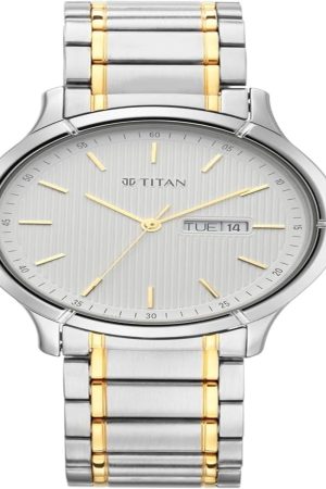 TITAN LAGAN QUARTZ ANALOG WHITE DIAL TWO-TONE STAINLESS STEEL STRAP MEN’S WATCH NT1775BM02