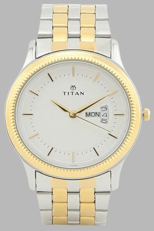 TITAN NEO ECONOMY QUARTZ ANALOG SILVER DIAL GREY LEATHER STRAP MEN’S WATCH NT1802QL01