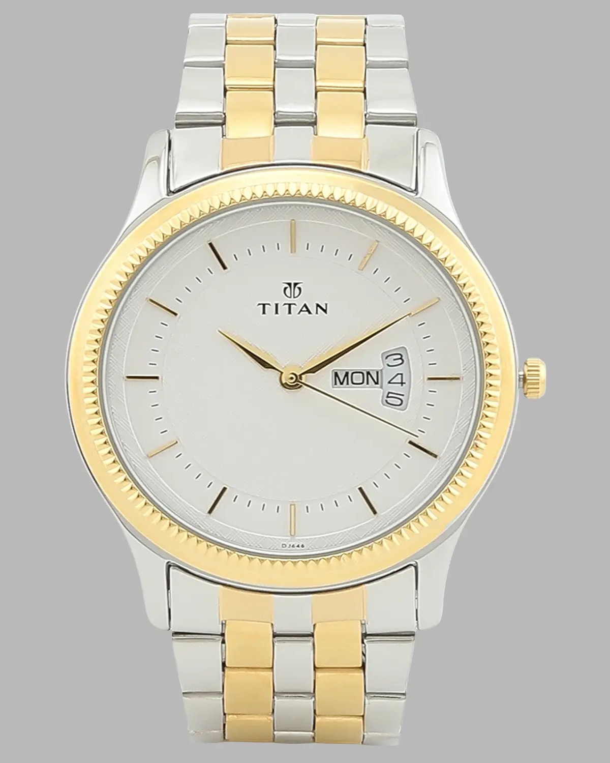 TITAN NEO ECONOMY QUARTZ ANALOG SILVER DIAL GREY LEATHER STRAP MEN’S WATCH NT1802QL01