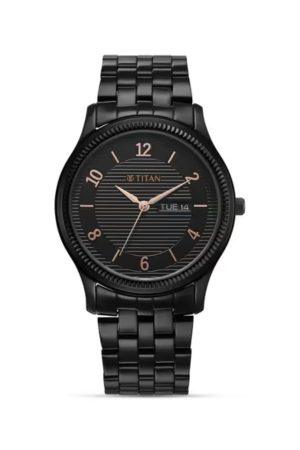 TITAN KARISHMA QUARTZ ANALOG BLACK DIAL STAINLESS STEEL STRAP MEN’S WATCH NT1824NM01