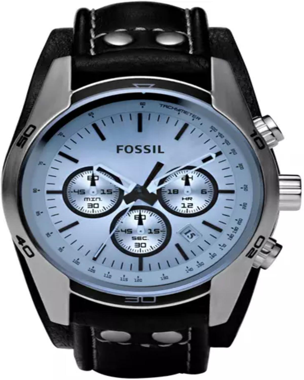 Fossil Coachman Chronograph Black Leather Watch CH2564