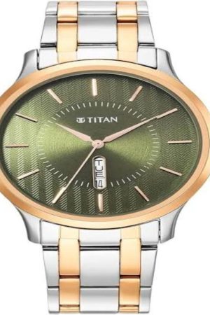 TITAN KARISHMA QUARTZ ANALOG GREEN DIAL STAINLESS STEEL STRAP MEN’S WATCH NT1825KM03