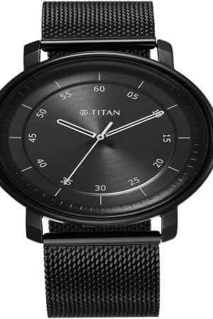 TITAN WORKWEAR QUARTZ ANALOG ANTHRACITE DIAL STAINLESS STEEL STRAP MEN’S WATCH NT1884NM01